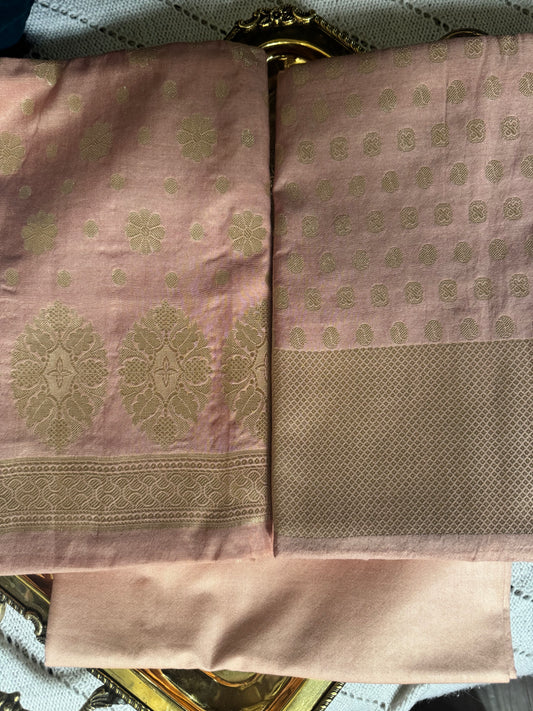 Pink Pure Mulberry silk banarsee suit