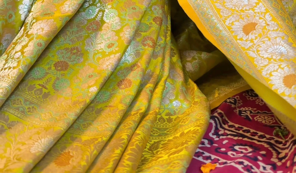 Mustard Kimkhwab Banarsi Saree