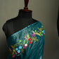 Steel Blue Bhagalpuri Organza Saree with Hand Thread Embroidery