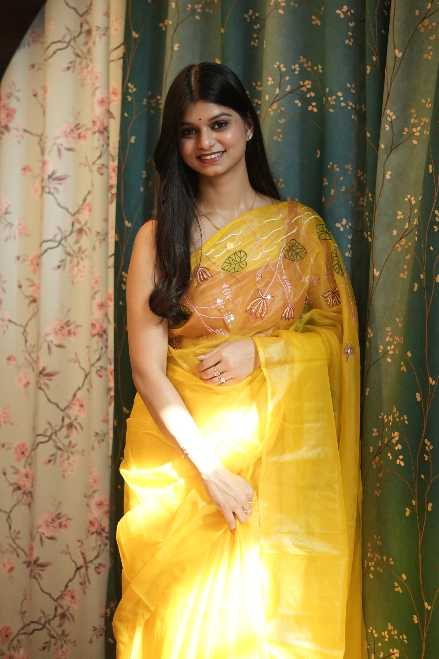 Sunrise Yellow Organza Silk Saree