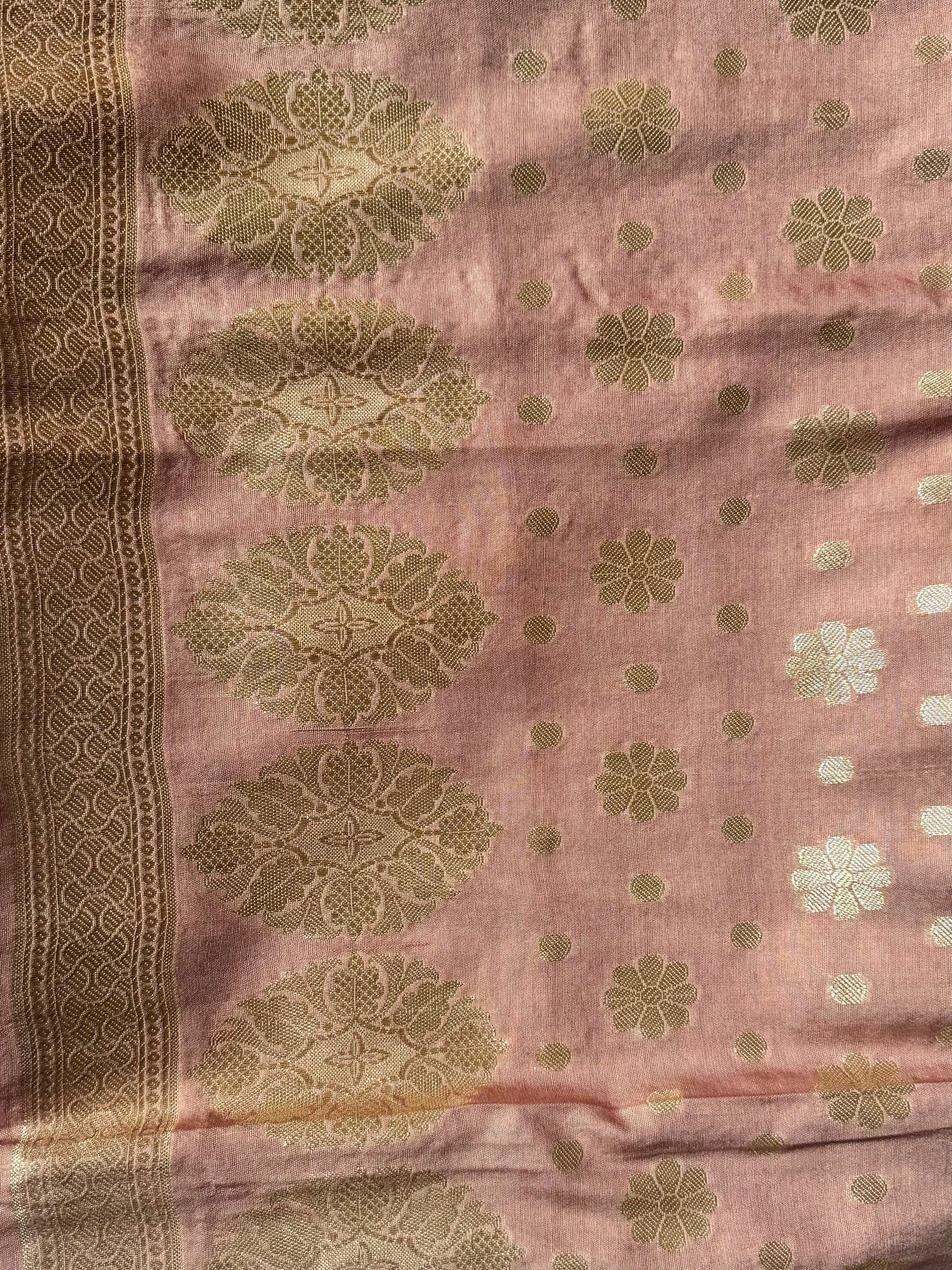 Pink Pure Mulberry silk banarsee suit