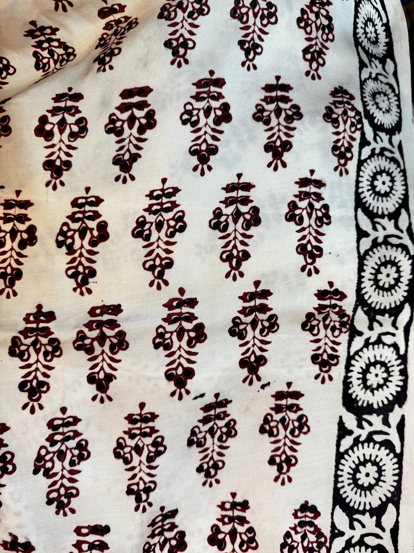 White Bagru Hand Block Modal Silk Suit Set