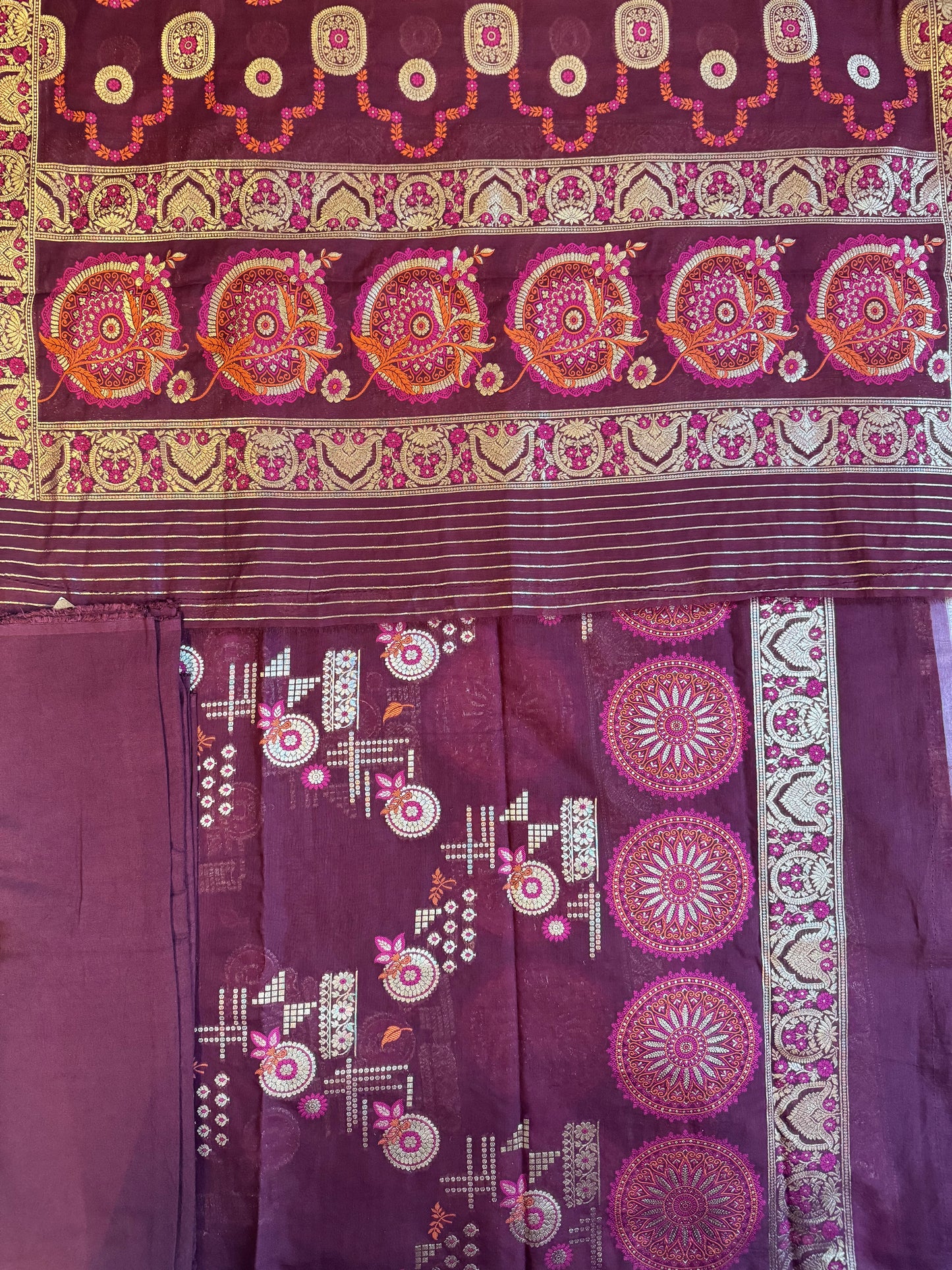 Wine Mul Cotton Banarasi Suit Set