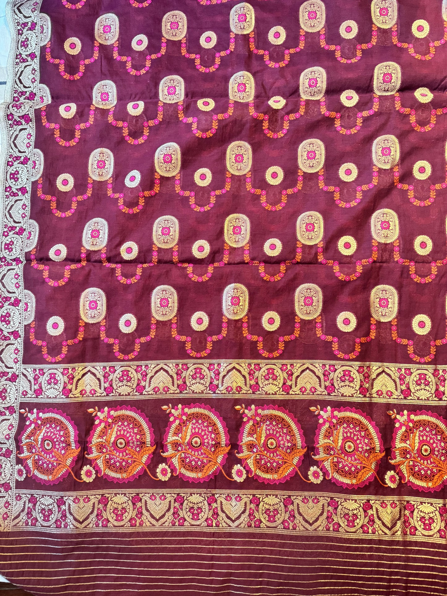 Wine Mul Cotton Banarasi Suit Set