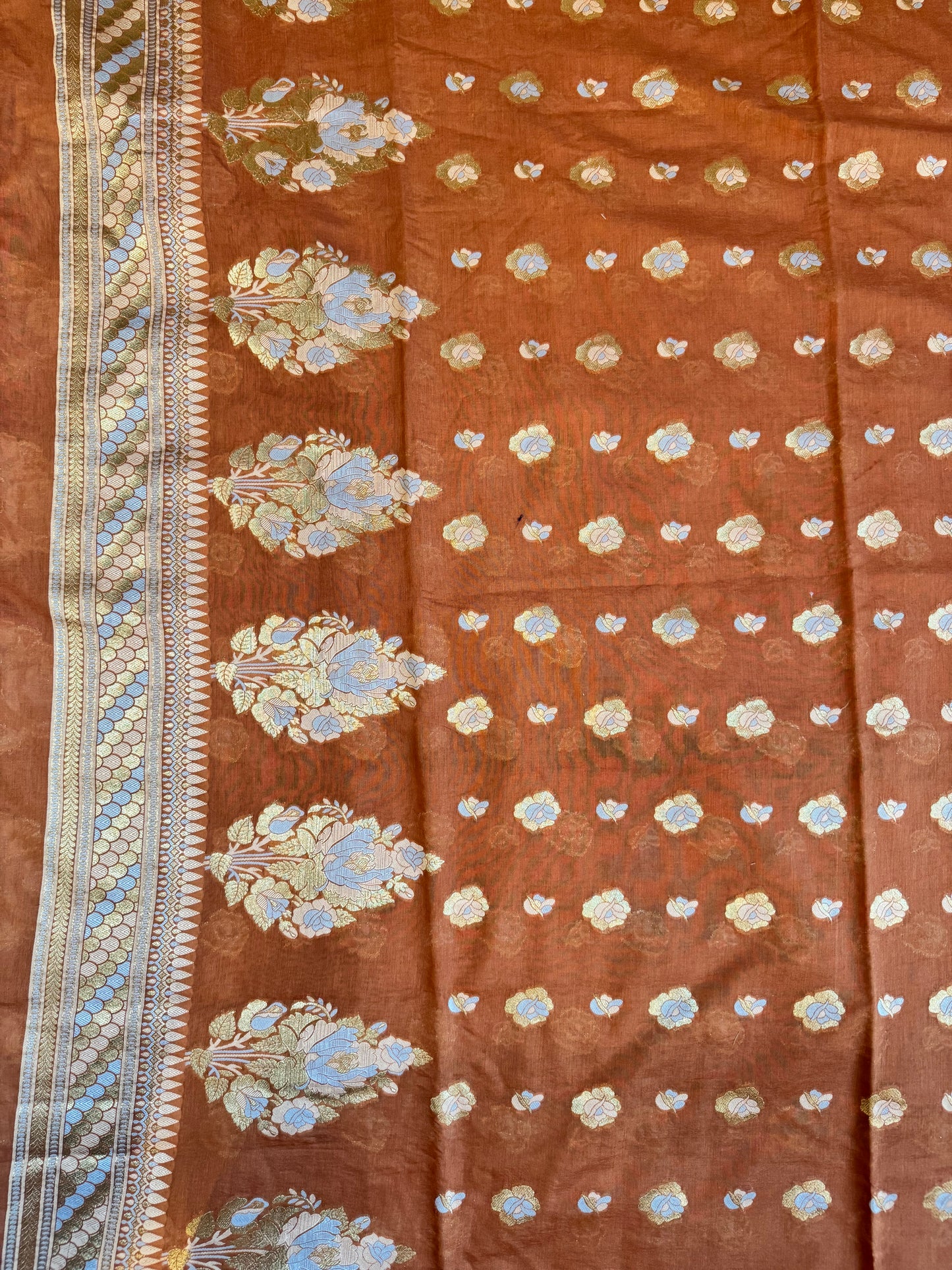 Tobacco brown Mul Cotton Banarasi Suit Set