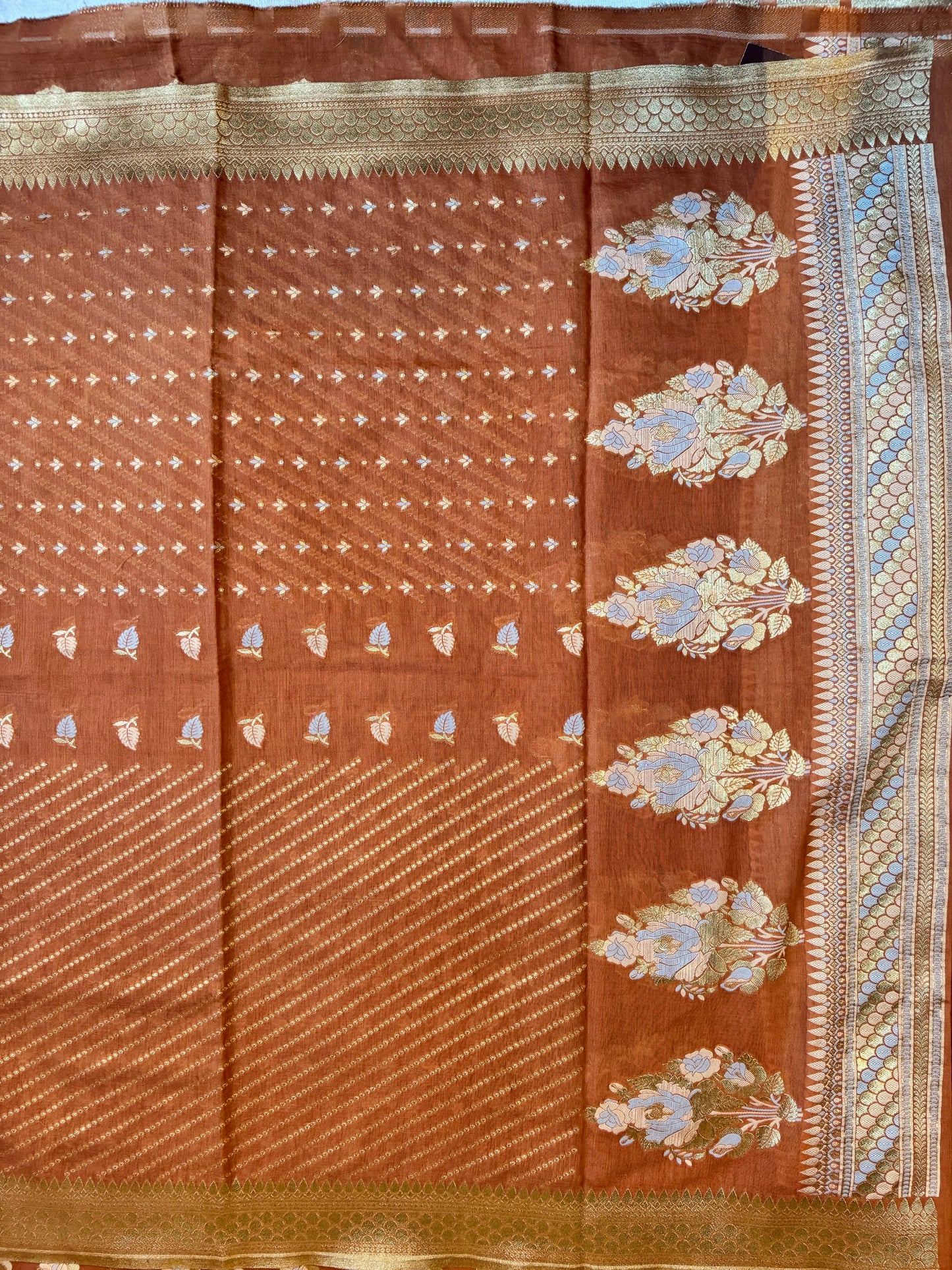 Tobacco brown Mul Cotton Banarasi Suit Set