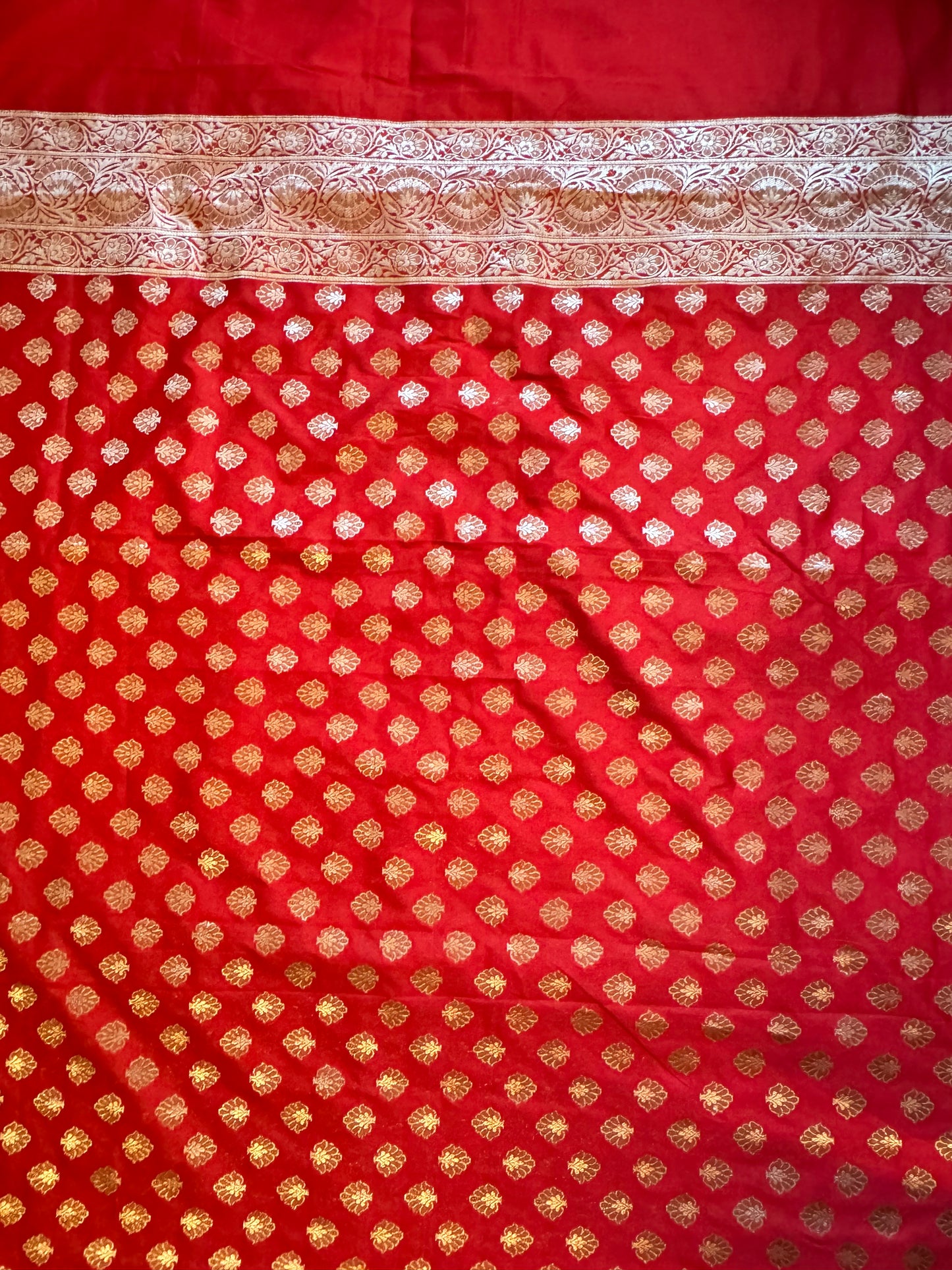 Red Pure Katan silk Banarasi suit set