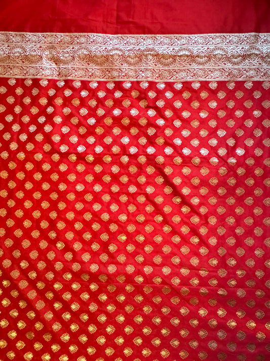 Red Pure Katan silk Banarasi suit set