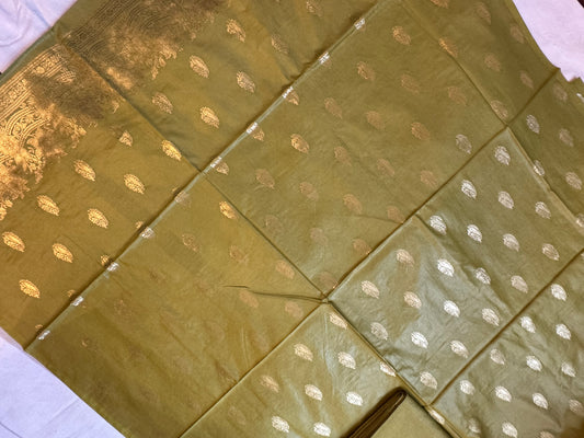 Olive green Pure mulberry silk suit set