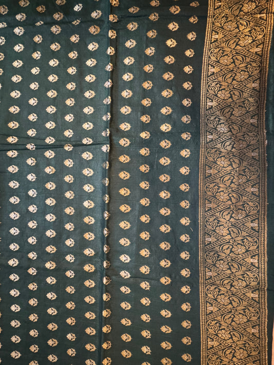 Bottle green Pure mulberry silk Banarasi suit set