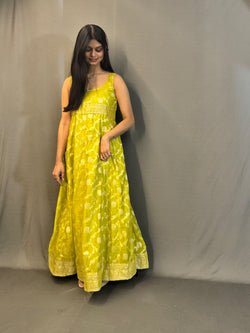 Green Banarsee Georgette dress