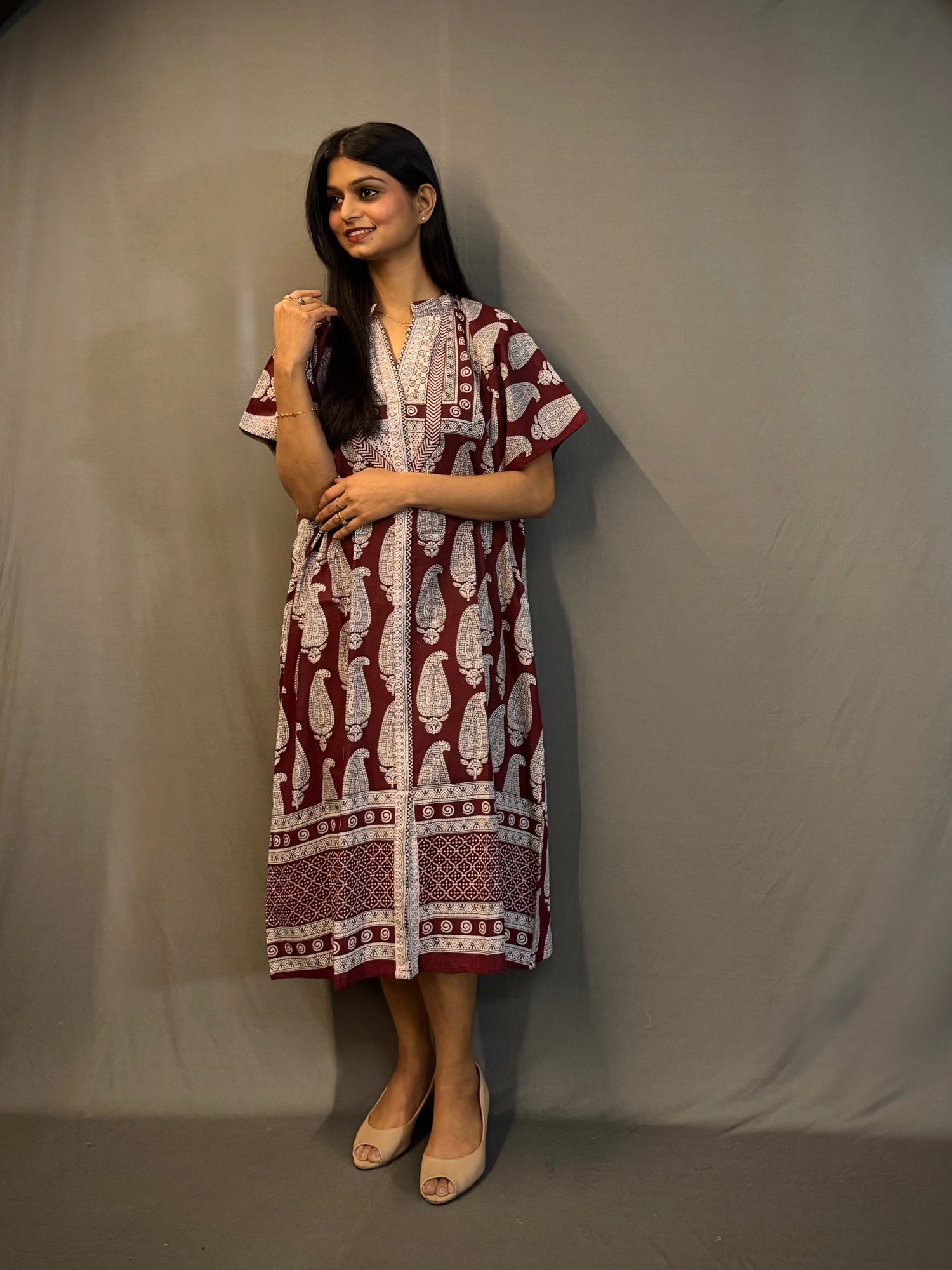 Pure Cambric Cotton Baag Print Kaftan