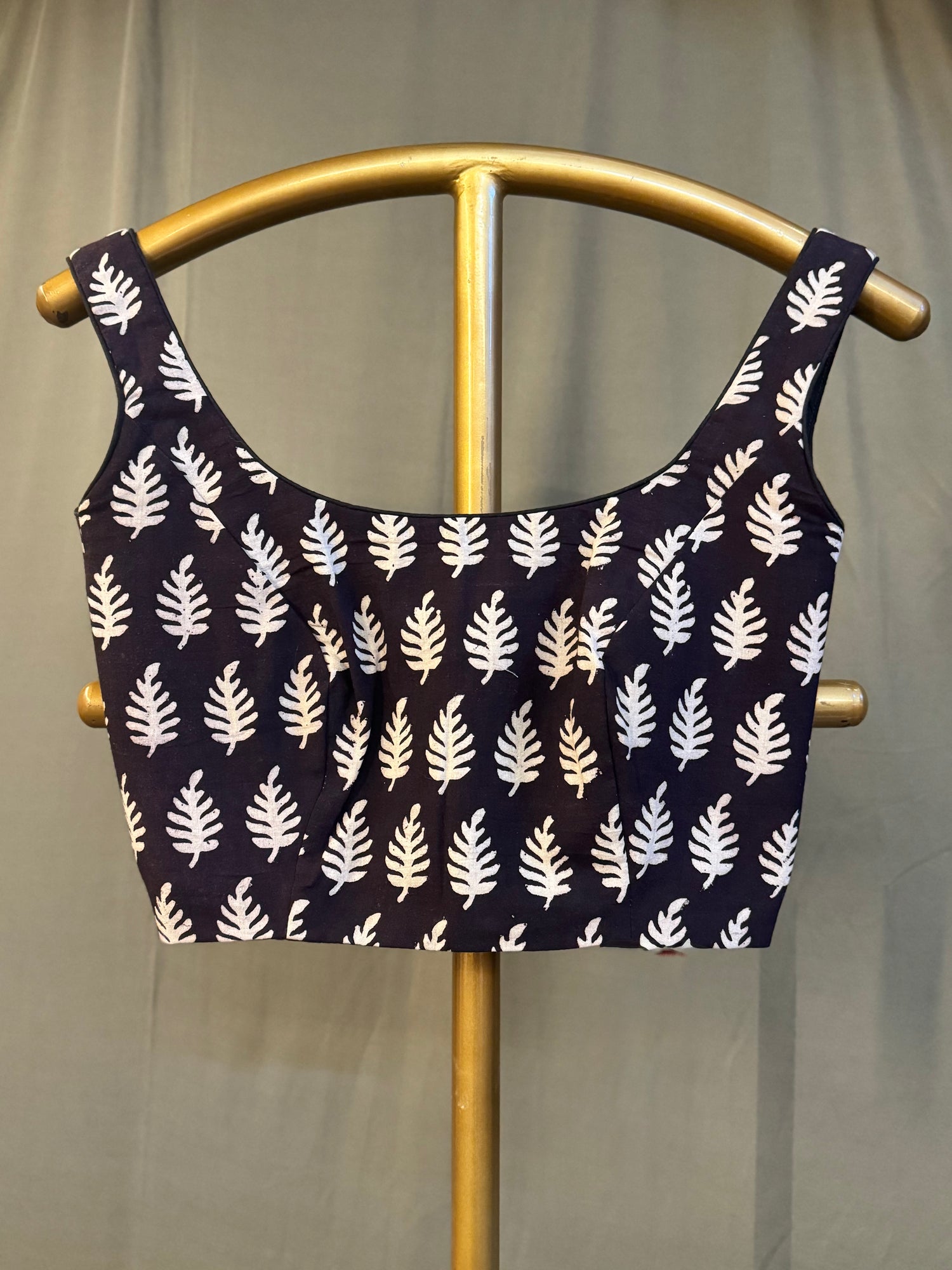 Black Hand Blocked Pure Cotton Blouse