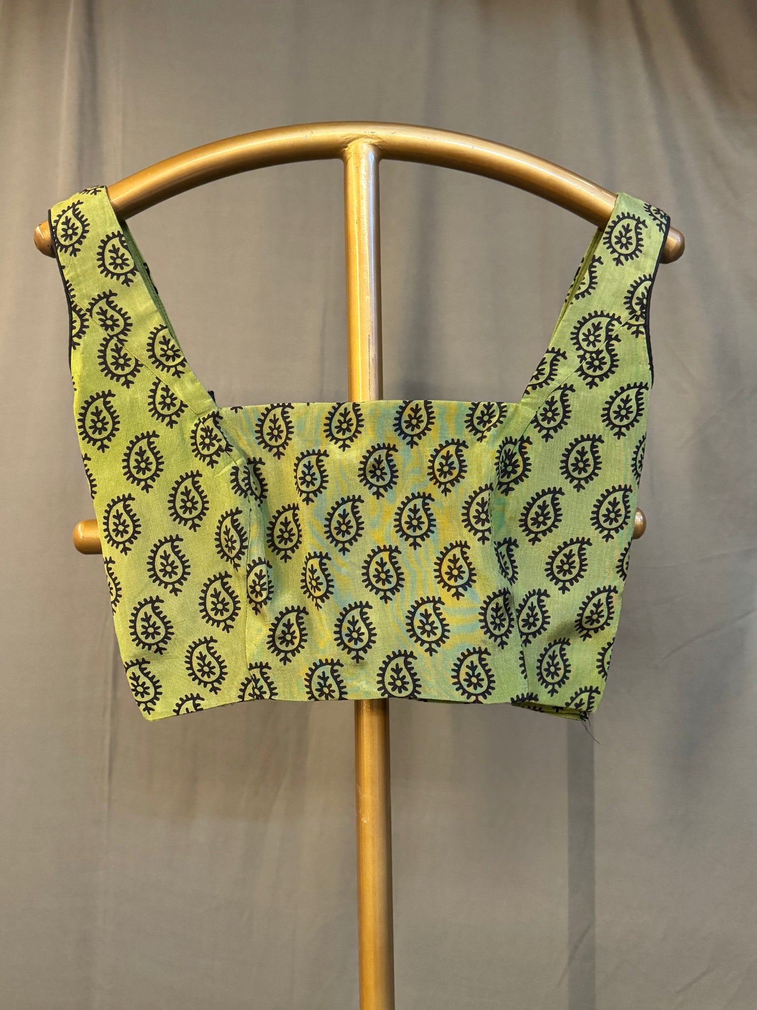 Green Hand Blocked Crepe Blouse