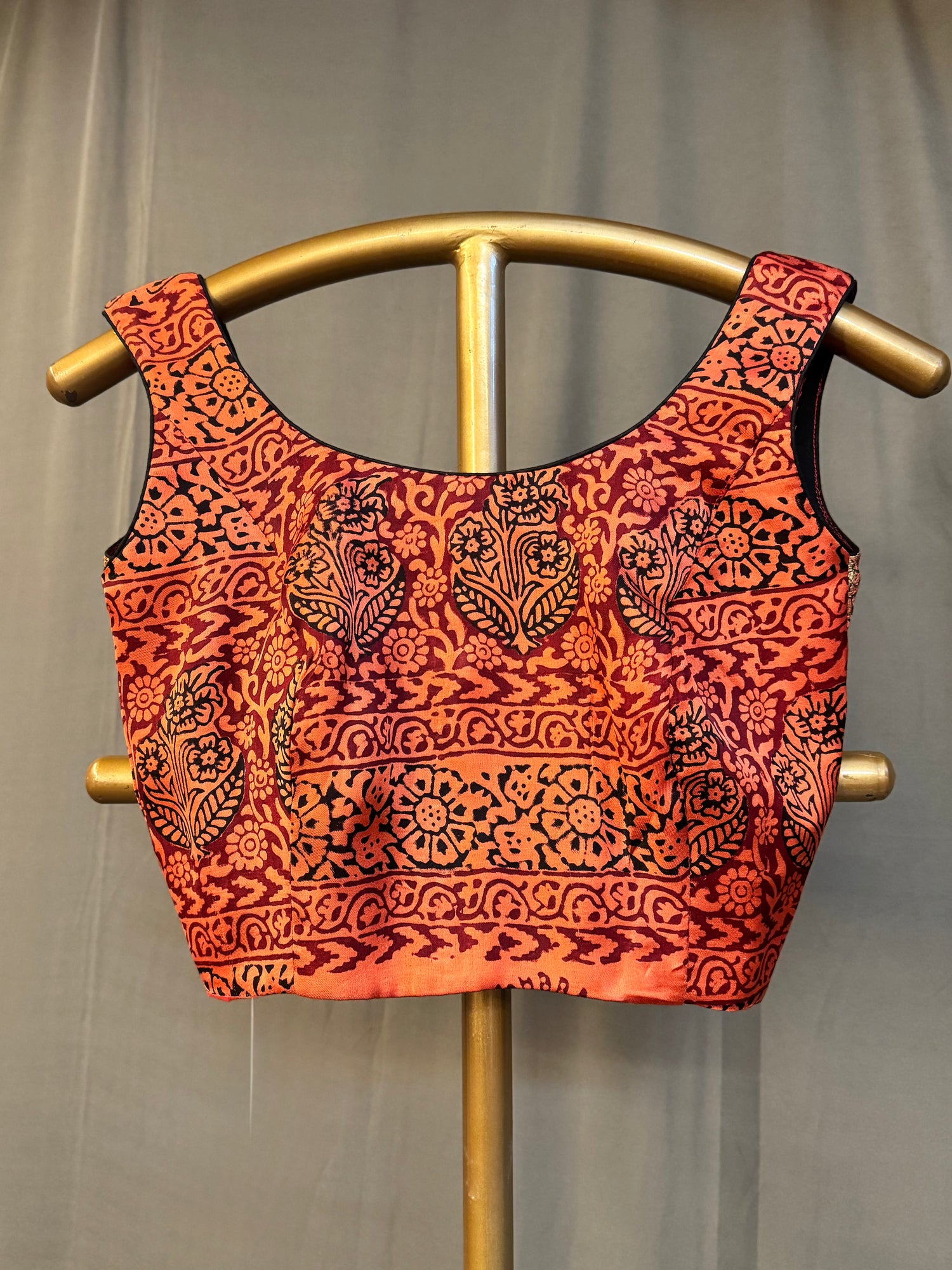 Dark Peach Hand Blocked Crepe Blouse