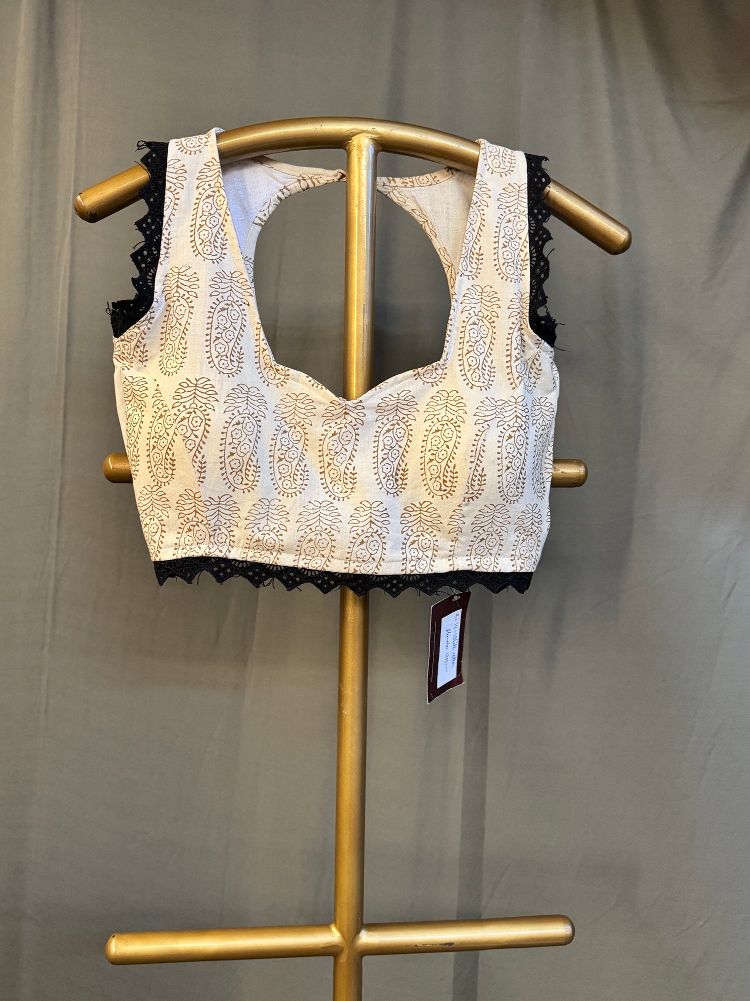 Off White Hand Blocked Pure Cotton Blouse