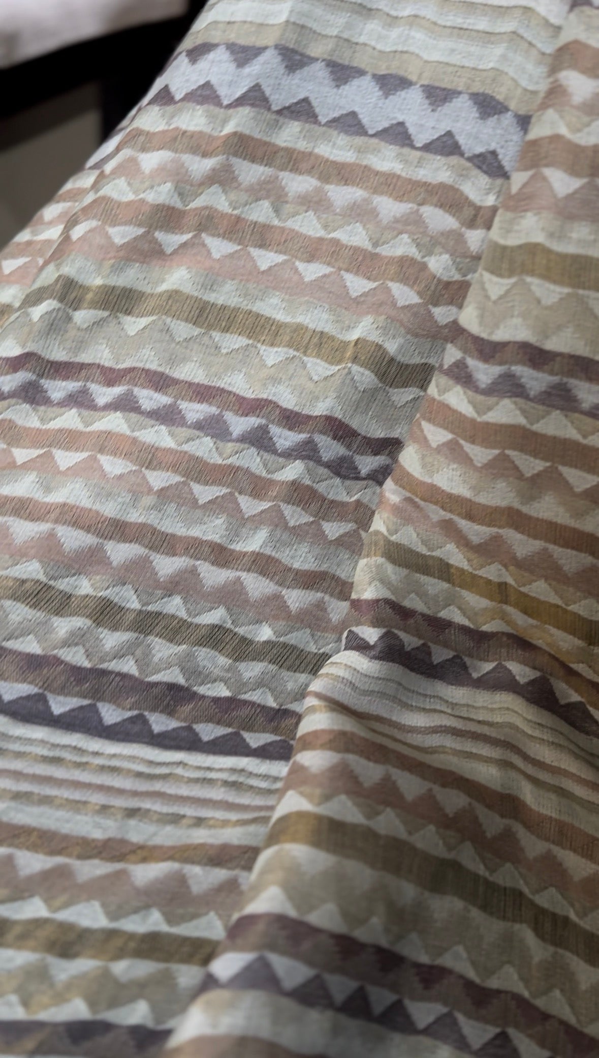 Pure Pashmina with neutral, calm stripes Kashmiri Shawl
