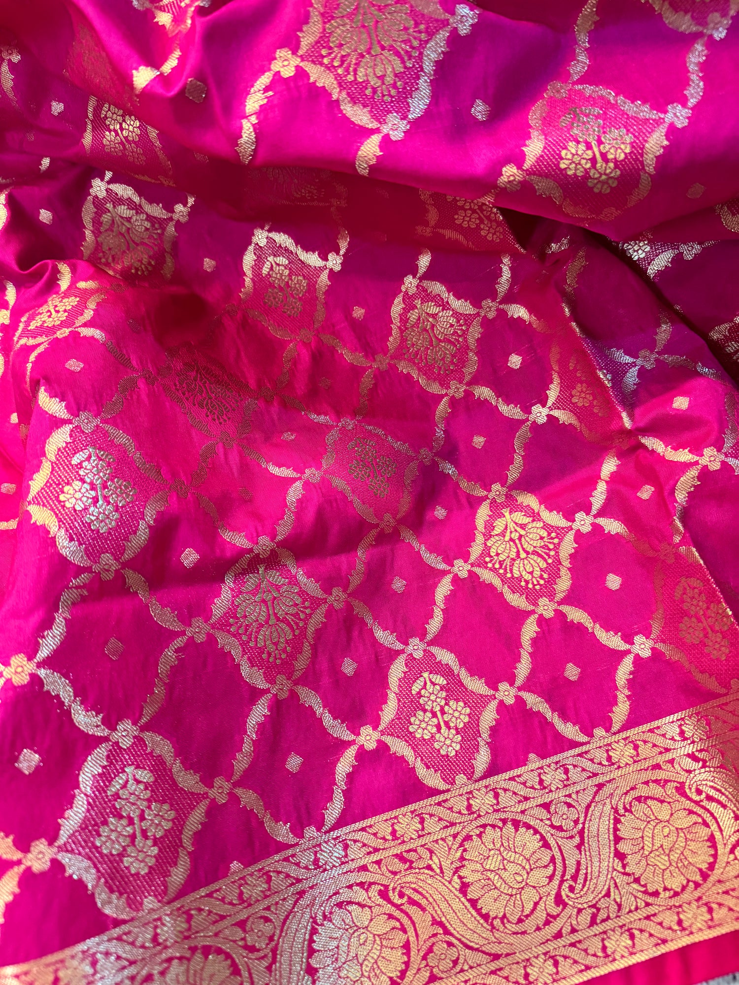 Magenta Banarasi Kataan Silk Dupatta