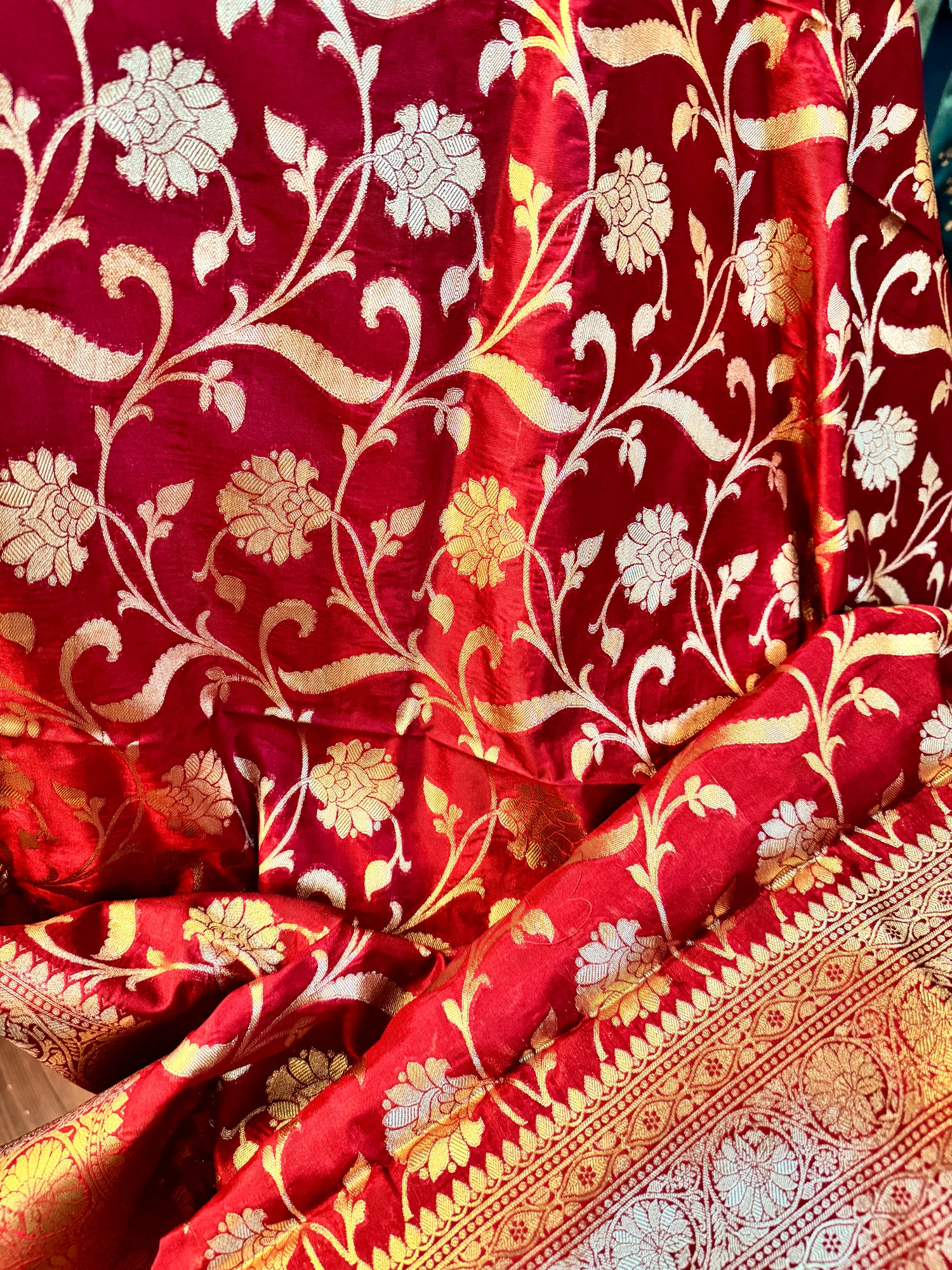Maroon Banarasi Kataan Silk Dupatta