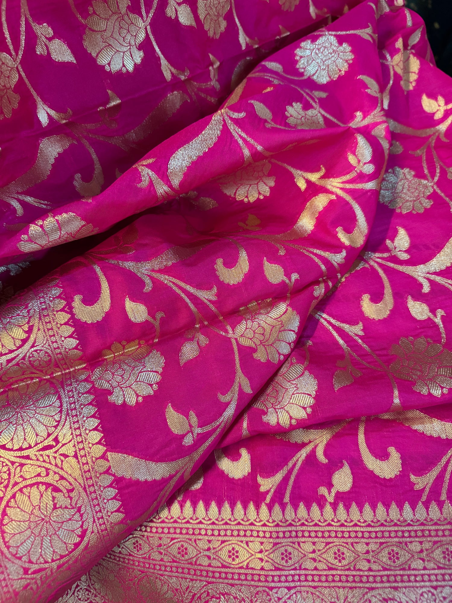 Magenta Banarasi Kataan Silk Dupatta