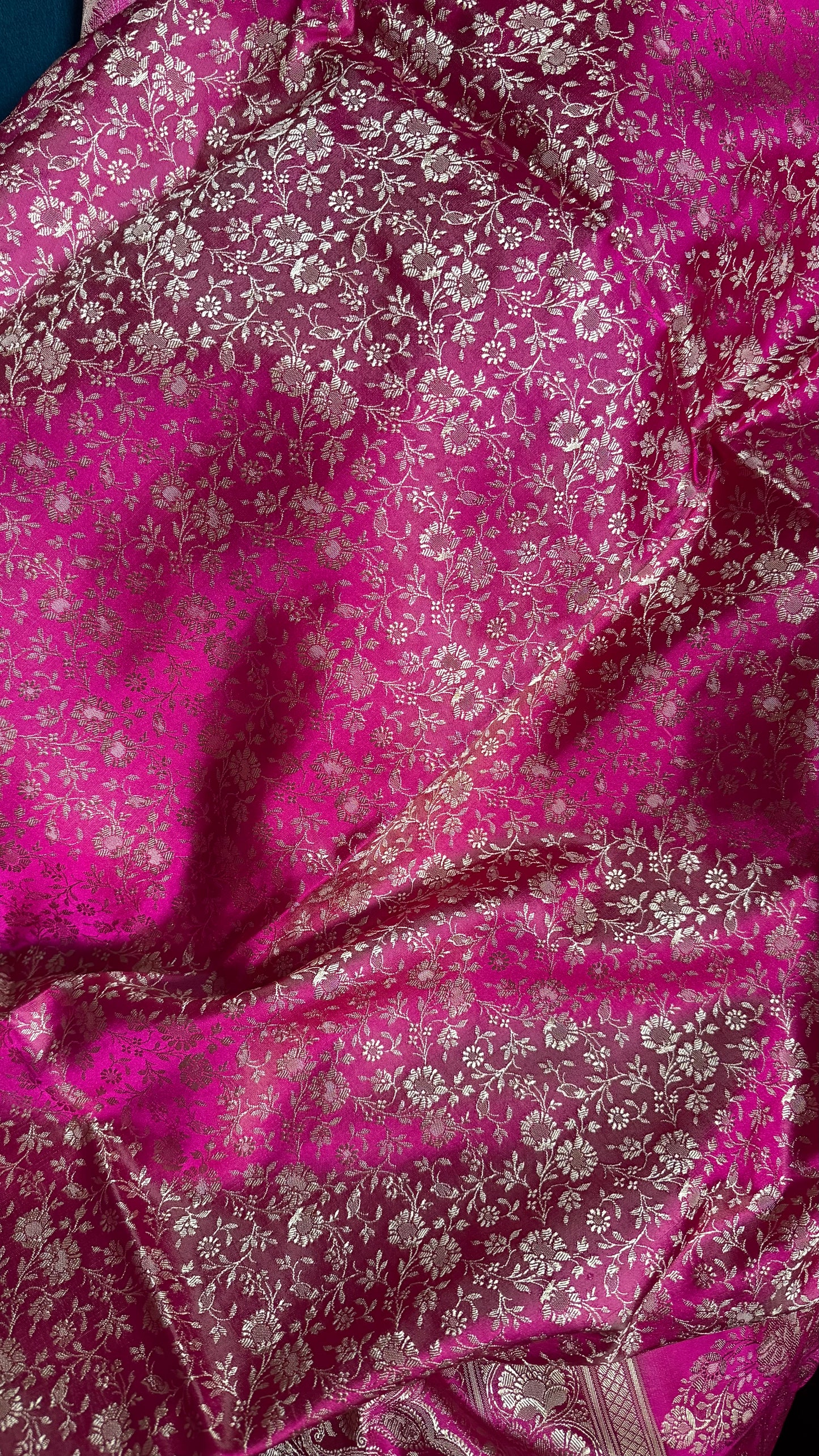 Rani Pink Satin Banarasi Saree with Full Tanchoi Style Resham Weaving