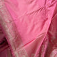 Baby Pink Pure Satin Banarasi Saree with Resham Weaving and Woven Border