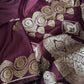 Wine Pure Mashru Katan Zari Banarasi Saree with Rose Gold Zari