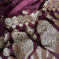 Wine Pure Mashru Katan Zari Banarasi Saree with Rose Gold Zari