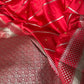 Bright Red Satin Mashru Banarasi Saree with Silver Zari Aada Stripes and Meena Detailing