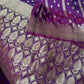 Deep Purple Organza Chiffon Saree with Silver Zari Stripes and Booties  Description