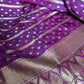 Deep Purple Organza Chiffon Saree with Silver Zari Stripes and Booties  Description