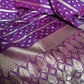 Deep Purple Organza Chiffon Saree with Silver Zari Stripes and Booties  Description
