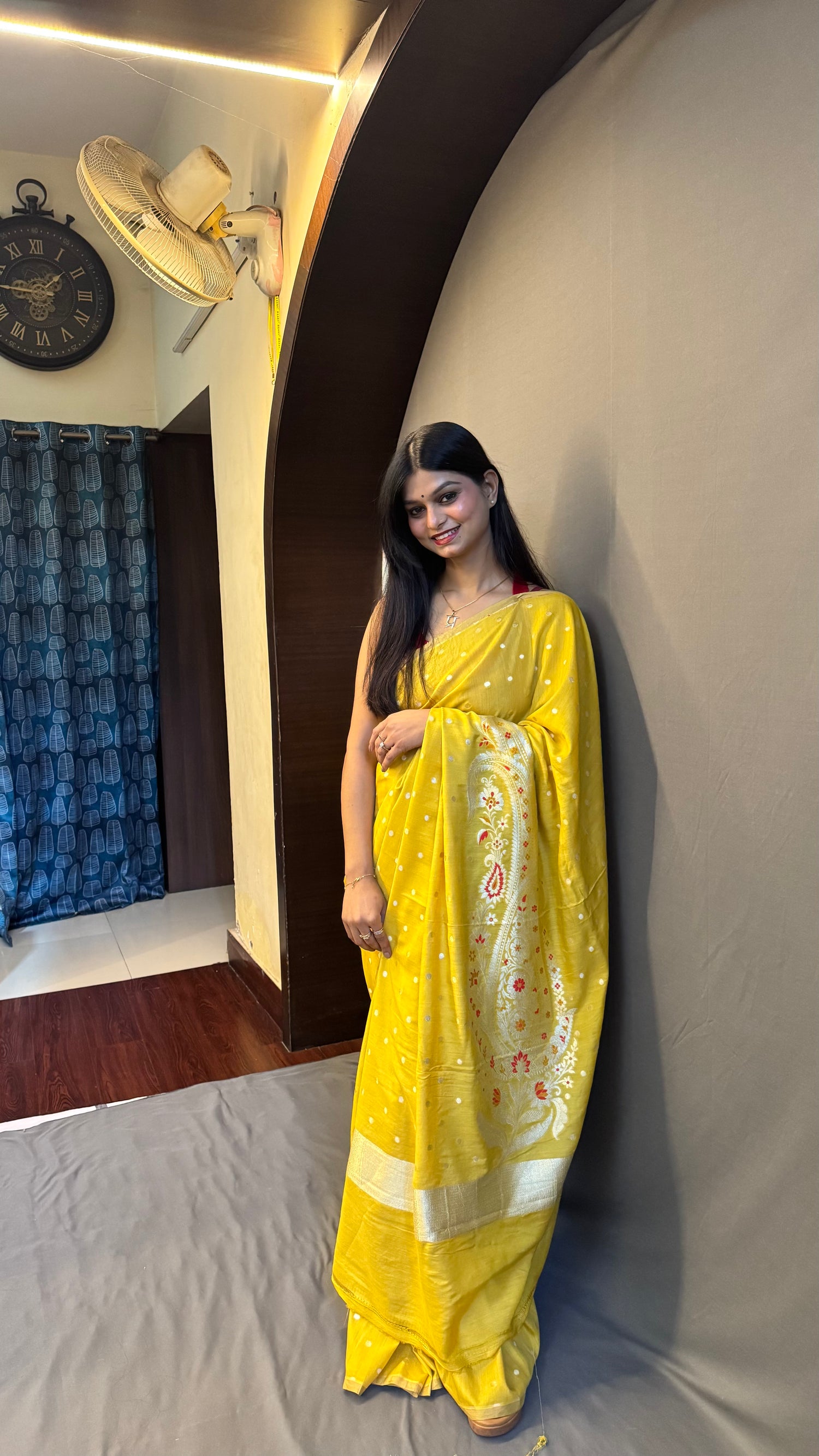 Mustard Yellow Banarasi Pure Munga Silk Saree