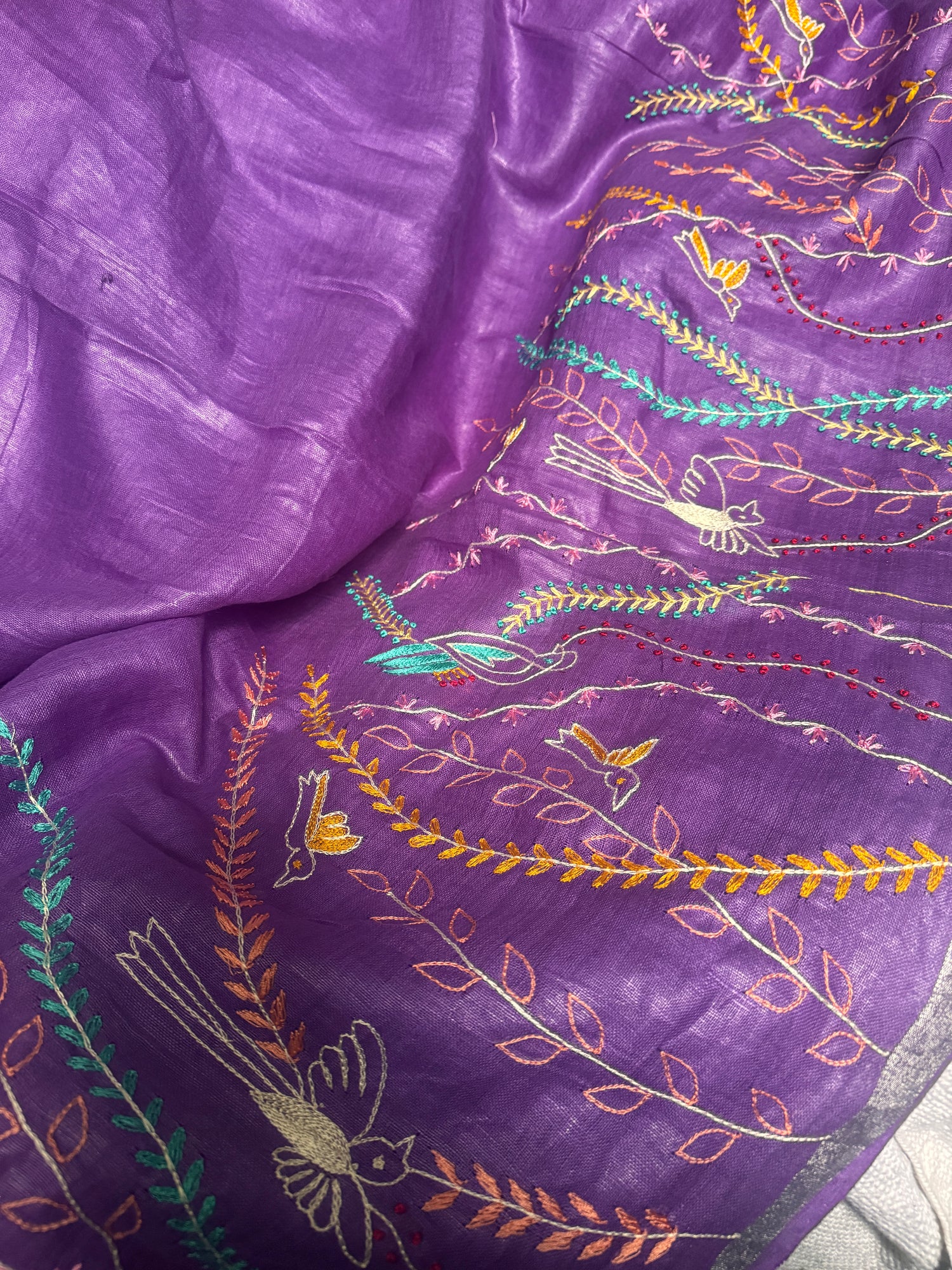 Regal Purple Pure Linen Saree