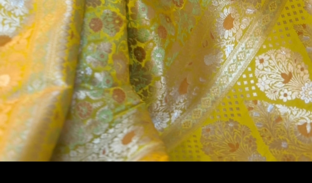 Mustard Kimkhwab Banarsi Saree